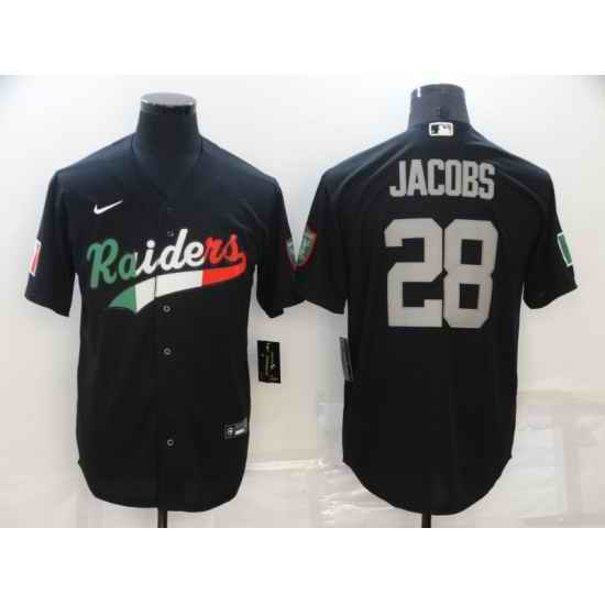 Men Las Vegas Raiders 28 Josh Jacobs Black Mexico Stitched Jersey